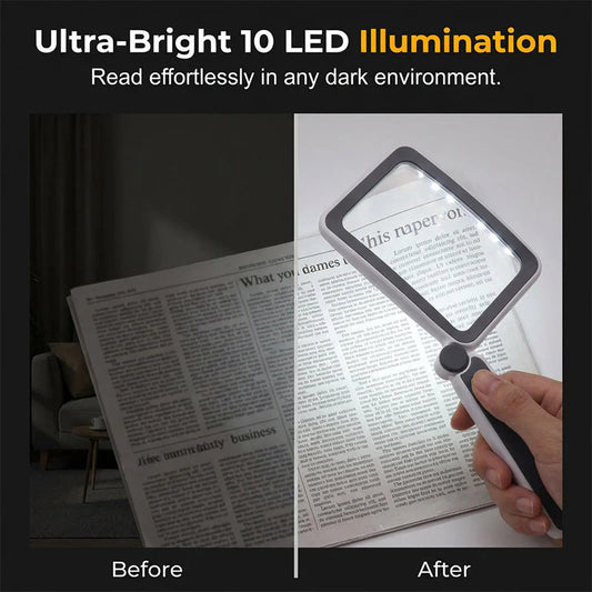 Zložljivo ročno povečevalno steklo z LED osvetlitvijo za branje