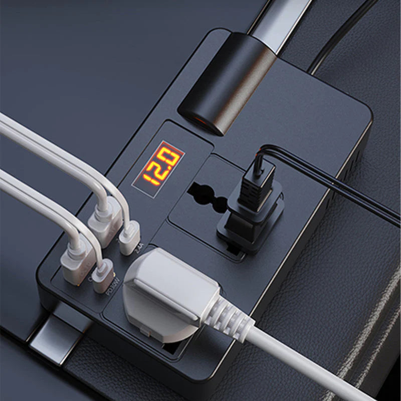 Prenosni avtomobilski inverter 12 V/24 V – 220 V, z digitalnim zaslonom