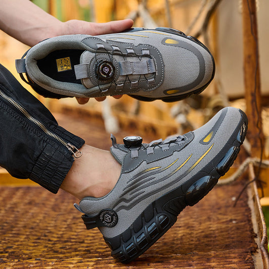 Moški lahki škornji z jekleno konico, ki so udobni, odporni proti prebadanju, brez oprijema in zasnovani tako za prosti čas kot za delo.