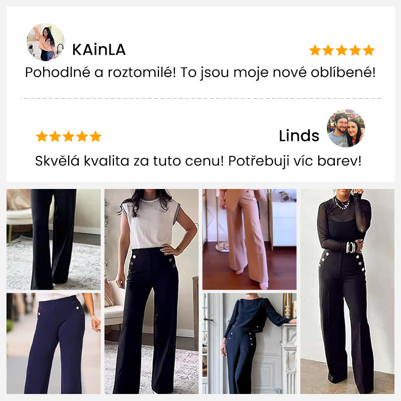 🔥 Ženske hlače velikosti Plus Size z visokim nartom in širokimi hlačnicami