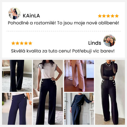 🔥 Ženske hlače velikosti Plus Size z visokim nartom in širokimi hlačnicami