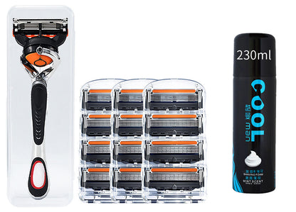 😎Komplet nadomestnih britvic za moške + brezplačno držalo - Ultra ostra rezila iz nerjavečega jekla za gladko britje