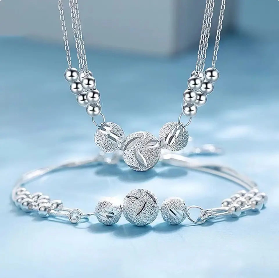 🎁🔥【Ogrlica + zapestnica】✨Komplet nakita iz srebrne ogrlice