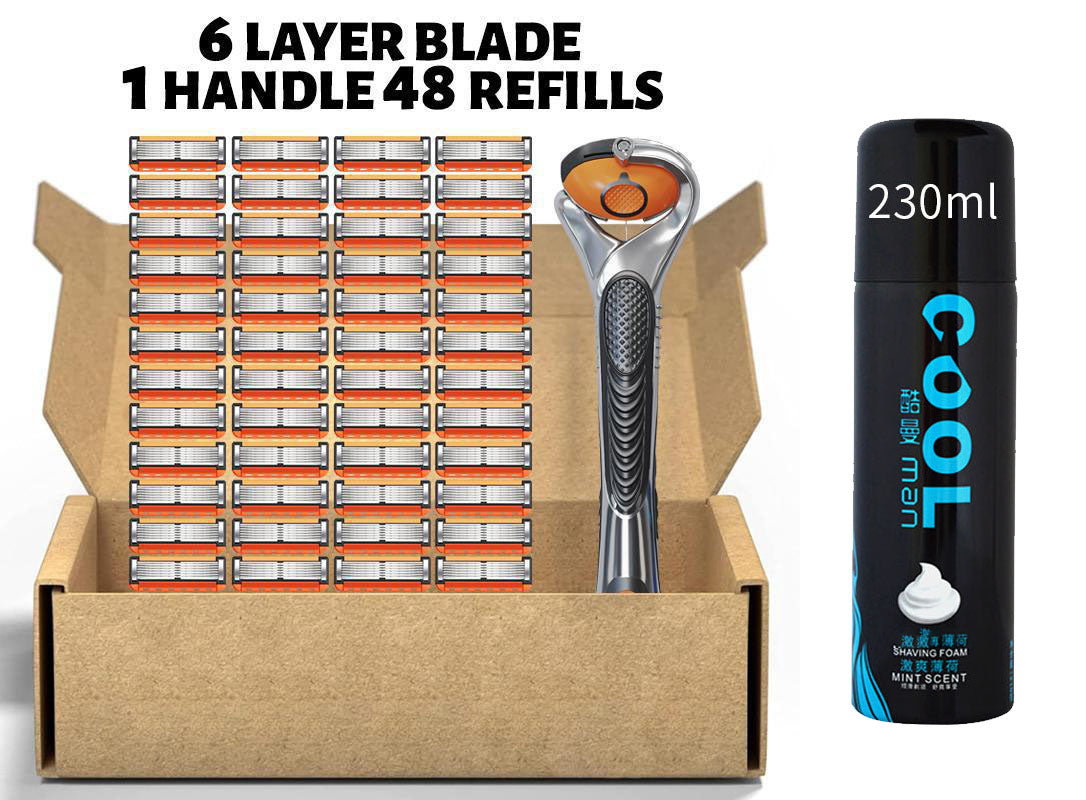 😎Komplet nadomestnih britvic za moške + brezplačno držalo - Ultra ostra rezila iz nerjavečega jekla za gladko britje