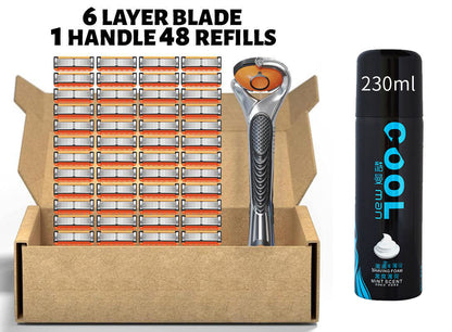 😎Komplet nadomestnih britvic za moške + brezplačno držalo - Ultra ostra rezila iz nerjavečega jekla za gladko britje