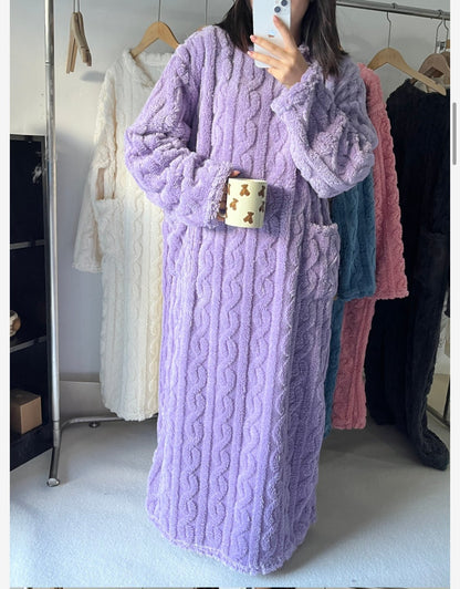 Zimska topla in udobna domača oblačila iz koralnega flisa