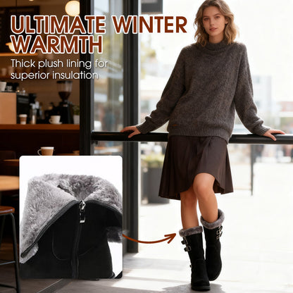 Topli ženski snežni škornji srednje višine s plišasto podlogo