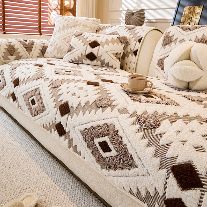 ✨Moderna prevleka za kavč z geometrijskim vzorcem in plišastim vzorcem🛋️