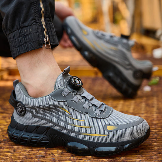 Moški lahki škornji z jekleno konico, ki so udobni, odporni proti prebadanju, brez oprijema in zasnovani tako za prosti čas kot za delo.