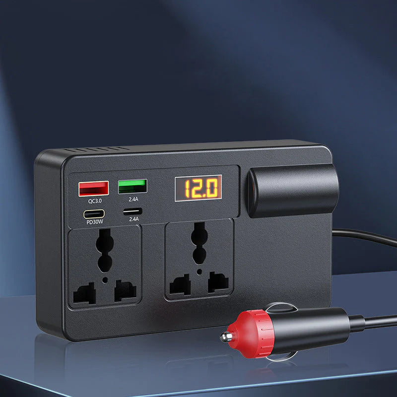 Prenosni avtomobilski inverter 12 V/24 V – 220 V, z digitalnim zaslonom