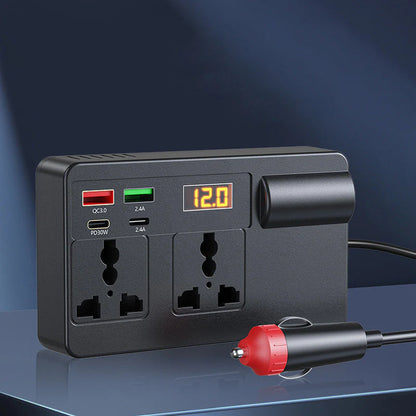 Prenosni avtomobilski inverter 12 V/24 V – 220 V, z digitalnim zaslonom