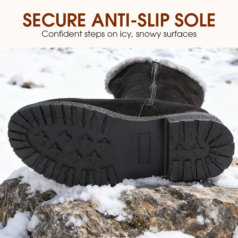 Topli ženski snežni škornji srednje višine s plišasto podlogo