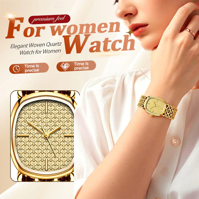 Elegantna pletena kremenčeva ura za ženske